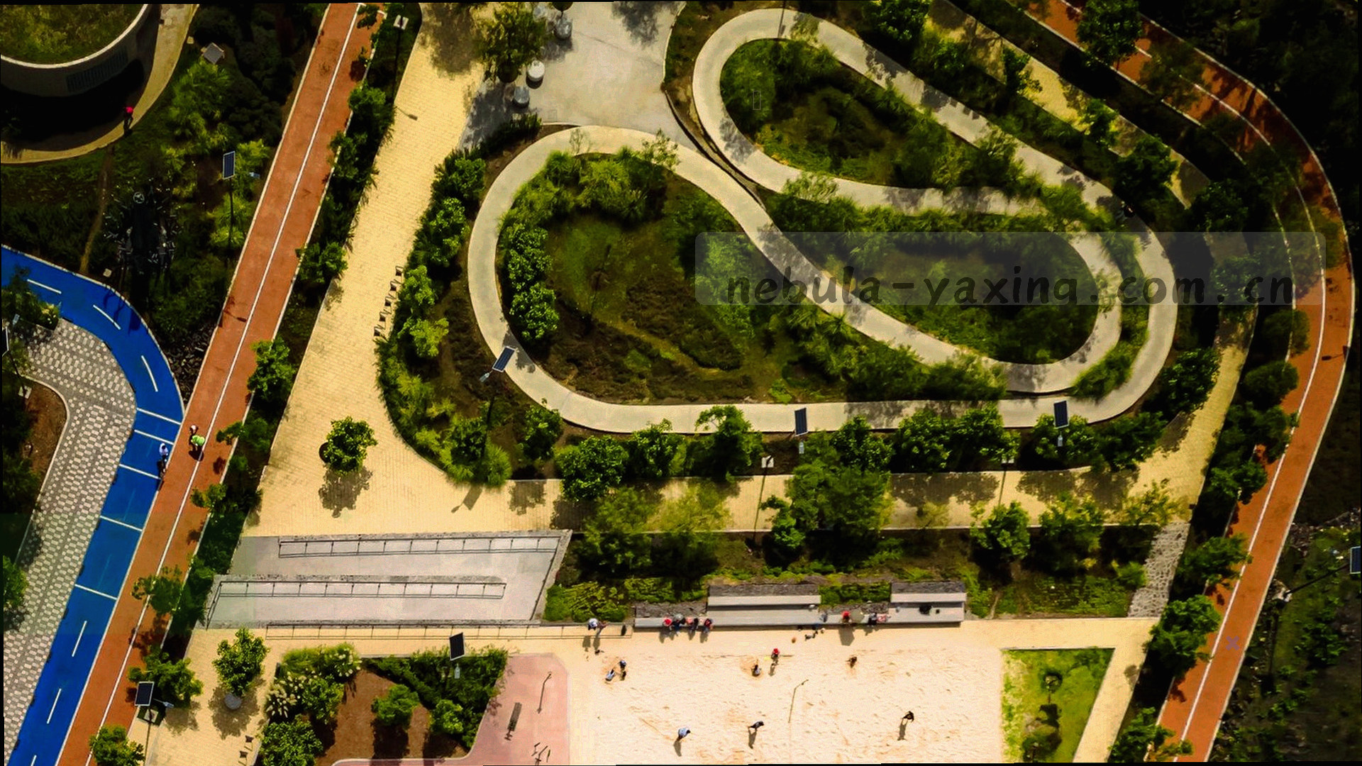 夜色球场俯拍与星云状光带交叠，冷蓝底色上有暖橙高光，画面不含文字与可辨识人物